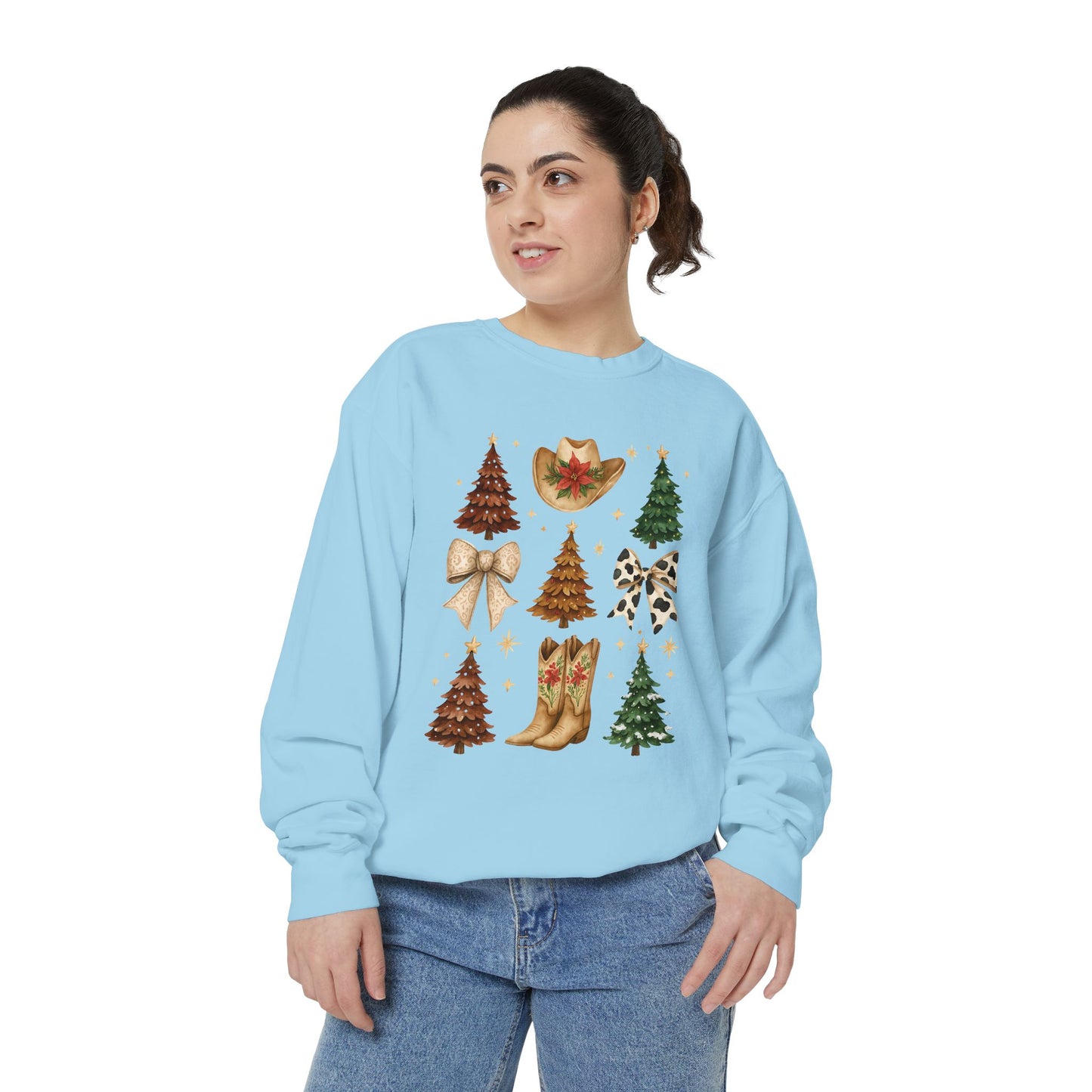 Cowgirl Christmas Comfort Colors Sweatshirt – Western Holiday Pullover