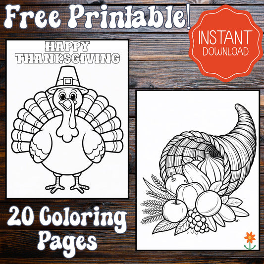 Free Thanksgiving Coloring Pages Printable Set for Kids Families and Classrooms
